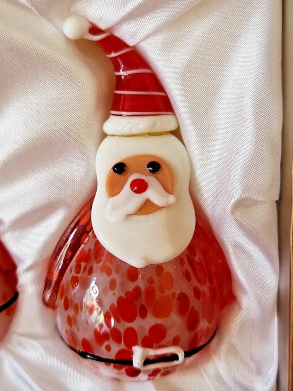 Pier 1 Imports Hand Blown Glass Santa Claus Christmas Salt/Pepper Shakers NIB